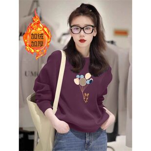 秋冬韩版纯棉短款卫衣女加绒加厚时尚潮流洋气百搭宽松显瘦上衣服