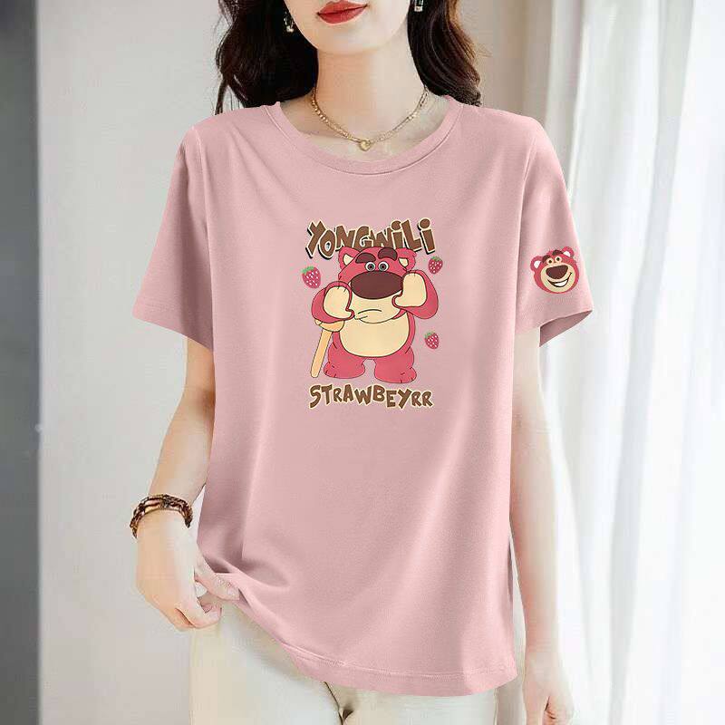 夏季纯棉中长款短袖圆领T恤女