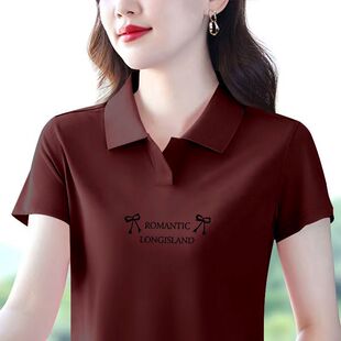 新款 夏季 T恤时尚 POLO衫 洋气百搭翻领ins休闲上衣 100%纯棉女士短袖