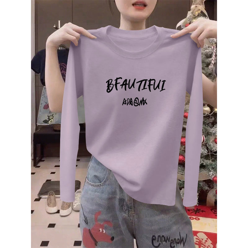 春秋纯棉长袖圆领T恤时尚新款