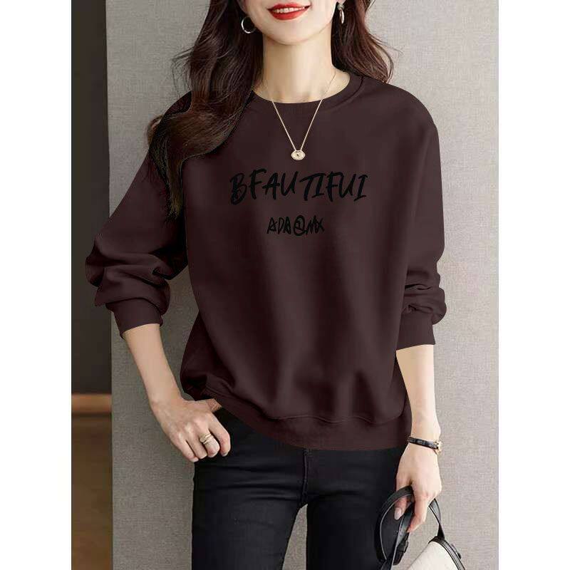 秋冬女士纯棉套头长袖卫衣时尚洋气韩版百搭宽松显瘦慵懒风外套服