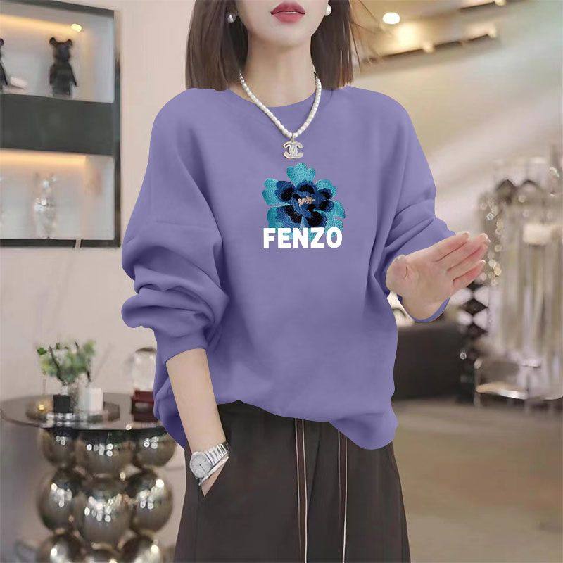 纯棉复合牛奶丝套头卫衣女