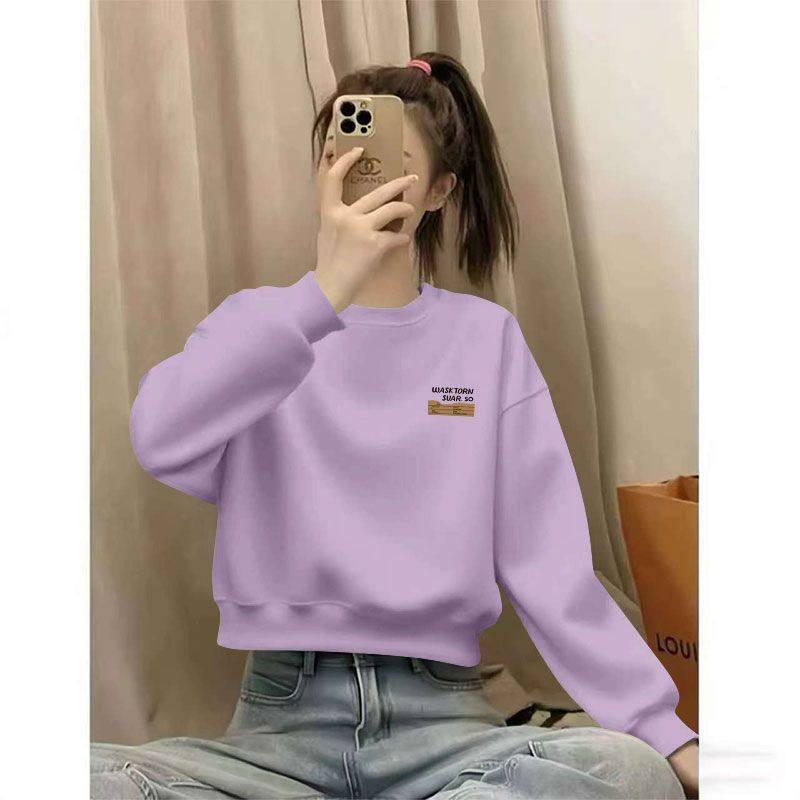 纯棉短款印花卫衣女秋冬新款时尚潮流洋气百搭显瘦小个子高腰上衣