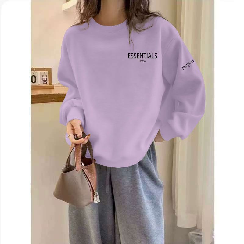 秋冬芋紫色纯棉套头卫衣女