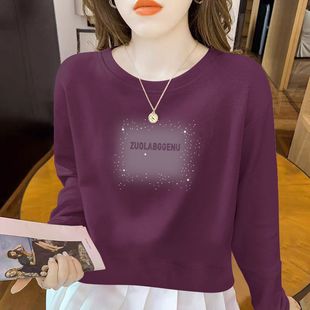 春秋女士纯棉短款高腰卫衣时尚洋气新款百搭减龄显瘦小个子外套服