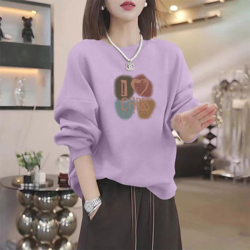 爆款纯棉复合牛奶丝套头卫衣女