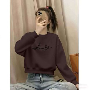 秋冬纯棉长袖短款高腰卫衣女时尚新款韩版百搭宽松显瘦小个子上衣