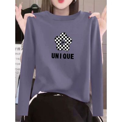 春秋女士纯棉长袖印花T恤