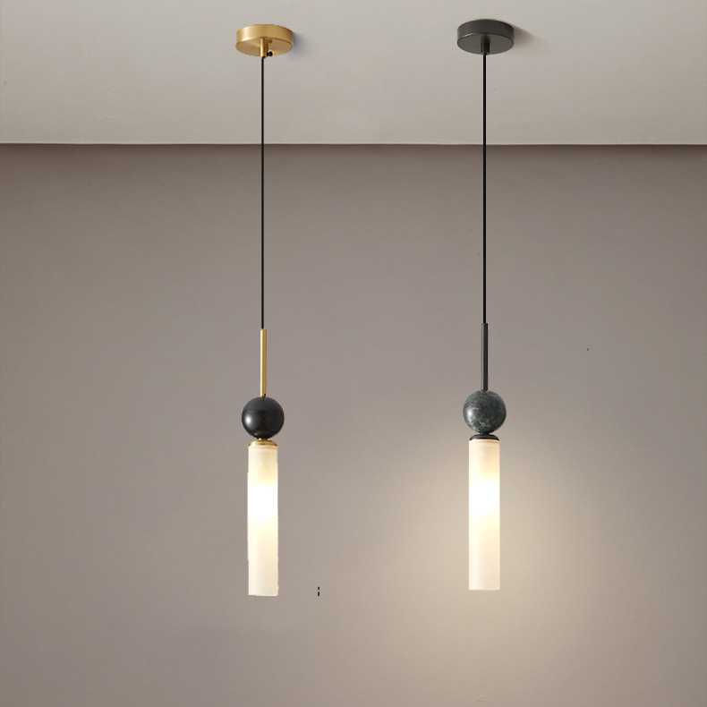 大理石全铜卧室床头吊灯主卧现代简约高级感意式高端极简吧台吊灯