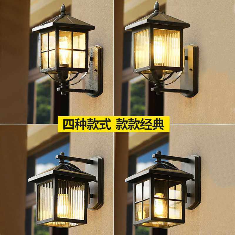 太阳能户外壁灯室外防水阳台灯中式复古别墅花园露台庭院大门墙灯