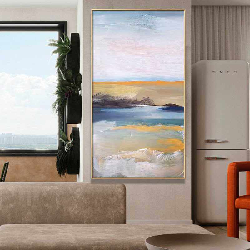现代简约手绘风景手绘油画大芬油画村沙漠风景客厅卧室装饰画可定
