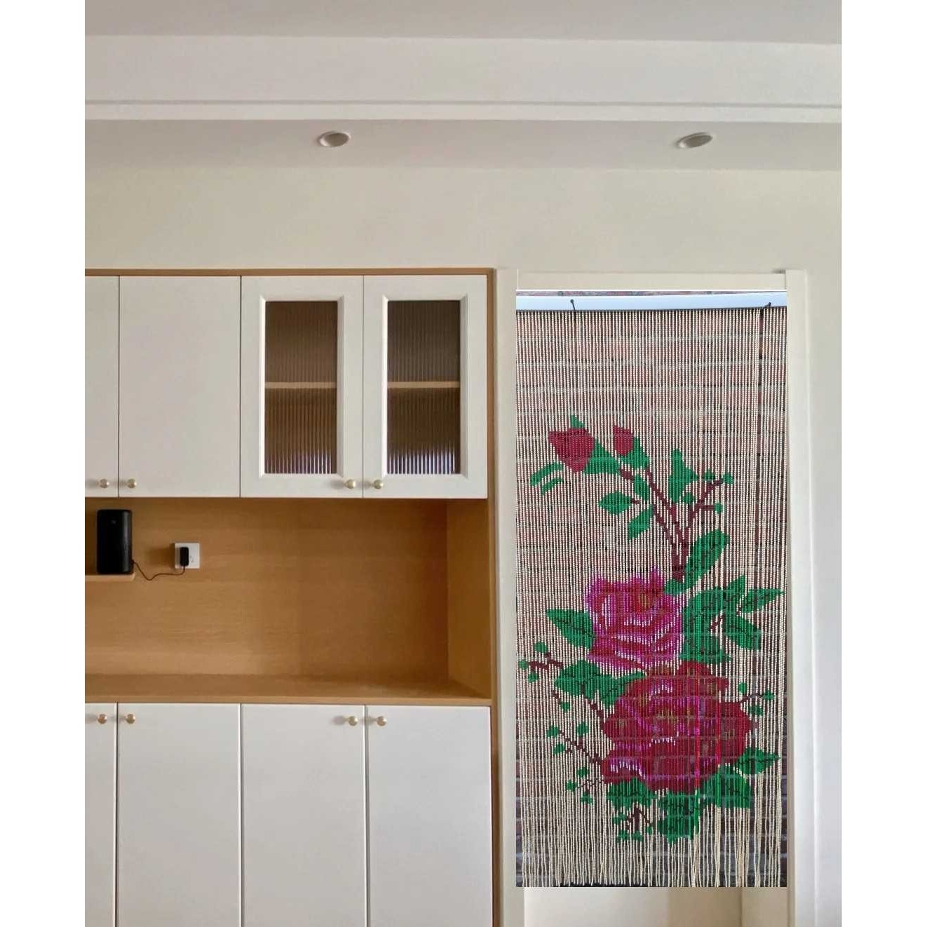 新款纯手工门帘玄关隔断珠帘挂帘复古屏风卫生间帘成品新中式卧室