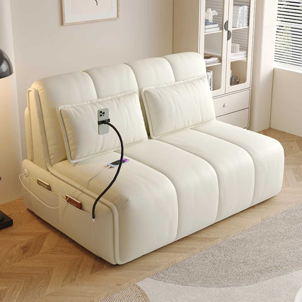 智能电动遥控沙发床两用小户型客厅家用多功能可折叠伸缩单人沙发