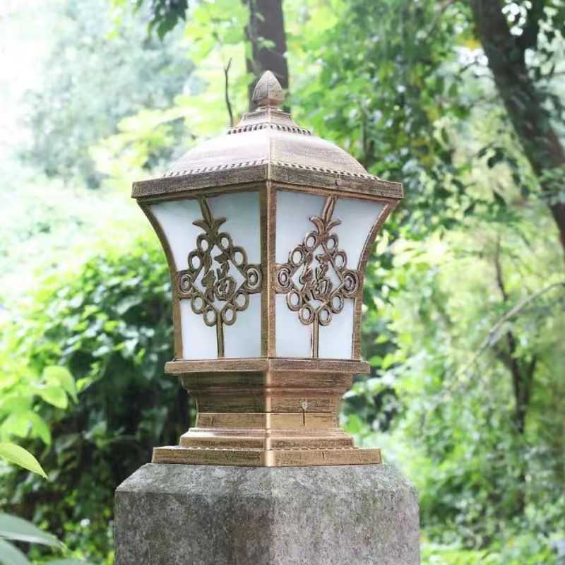 户外围墙入户门露台室外防水太阳能柱头灯接电仿古庭院灯别墅外墙