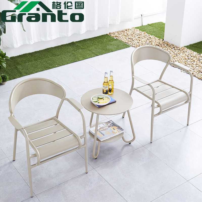 休闲椅户外桌椅庭院简约室外阳台铁艺小茶几露天铸铝茶台套装组合