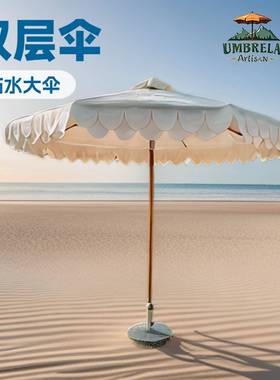 荷叶边大号户外遮阳伞庭院酒店休闲沙滩别墅游泳池餐厅罗马中柱伞