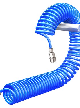 蓝色PU弹簧管气管8mm/12mm空压机软管气泵管螺旋伸缩管Z子气动风