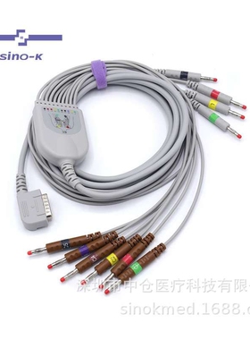兼容铃谦十二导心电导联线 P/N:PC-109心电图一体线4.0香蕉插