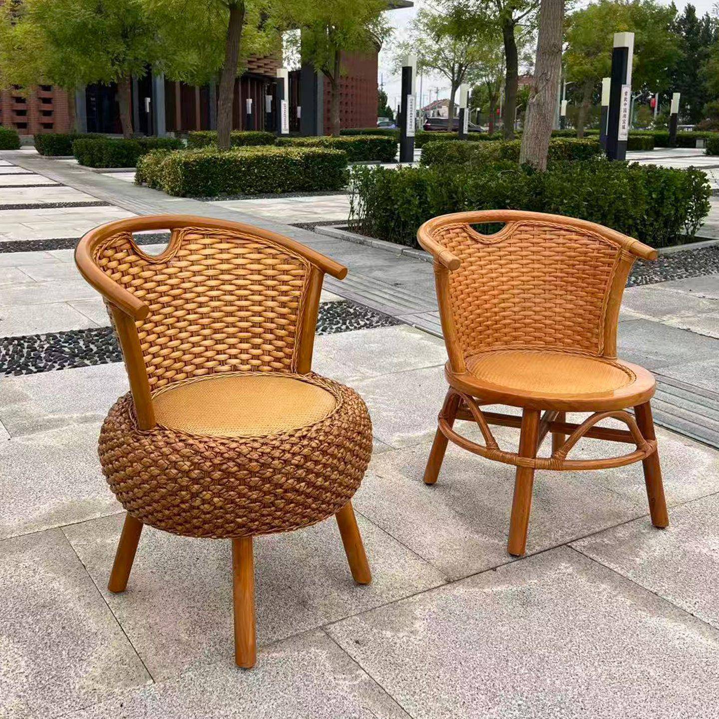 藤编椅子手编藤椅家用单人靠背椅休闲阳台藤椅简约茶室小椅子滕椅