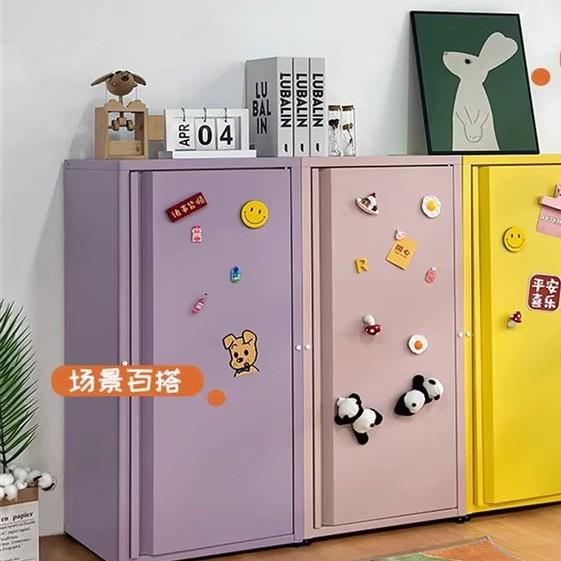 家用收纳柜简约现代卧室储物柜可调节多层单门铁皮柜密码收纳柜