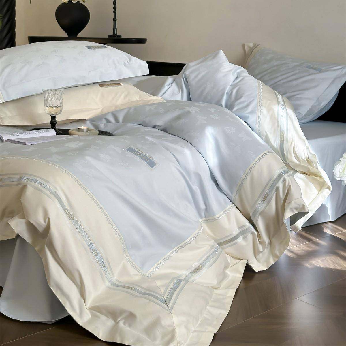 现代轻奢风蝴蝶提花刺绣全棉寝具床品纯棉长绒棉四件套家纺舒芙蕾