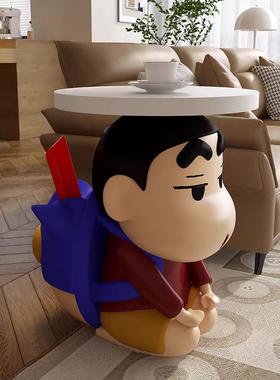 奶油风创意蜡笔小新客厅沙发边几柜角几可移动床头柜家用落地摆件