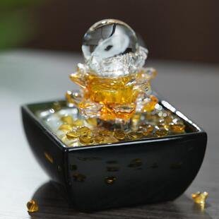 转球流水摆件循环水招财客厅玄关小型桌面创意装 饰造景风水轮礼物