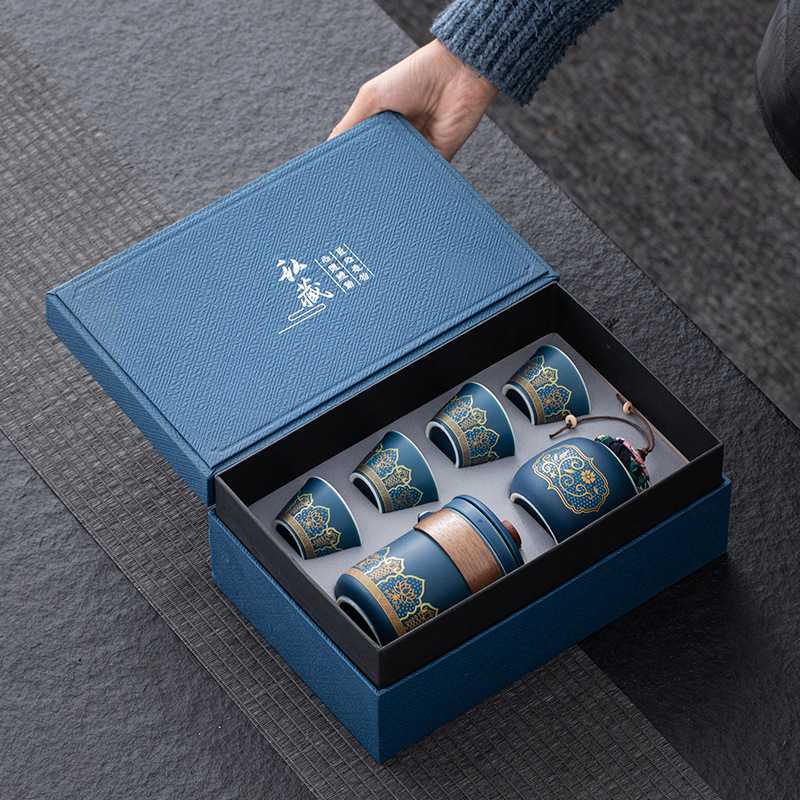 千呈信实用创意陶瓷功夫茶具礼品礼盒套组快客杯趴花套组加印logo