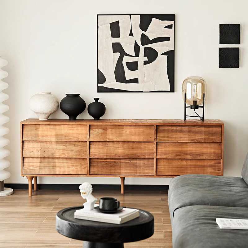 北欧复古九斗柜老榆木客厅靠墙装饰柜侘寂风卧室大容量收纳储物柜