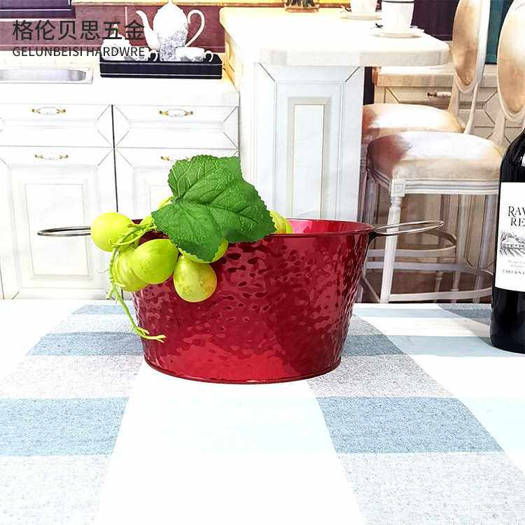 创意不锈钢冰桶酒吧KTV香槟商用啤酒红酒 透明红圆形冰盆红洒桶