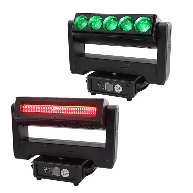 2023厂家直销LED摇头灯双面5颗60瓦四合一灯珠点控矩阵旋转光束摇