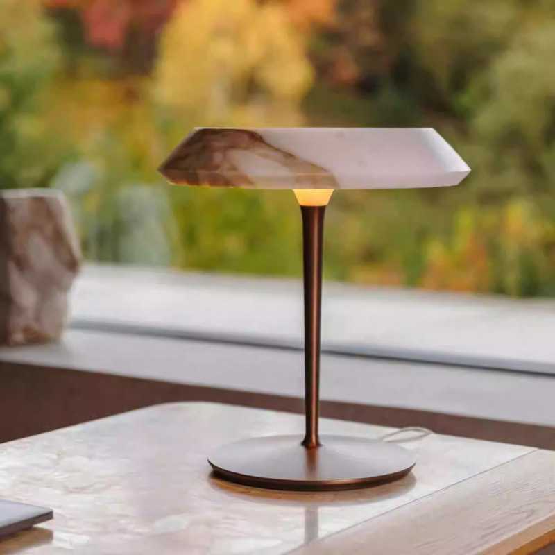 北欧大理石台灯轻奢客厅卧室床头柜装饰摆件高级感氛围感小夜灯