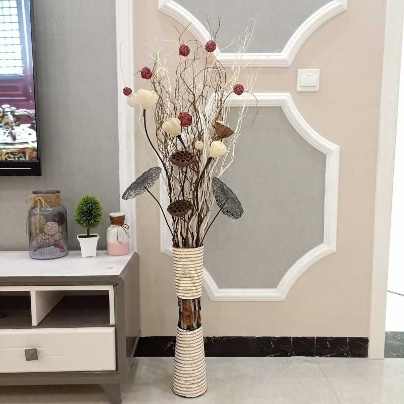 客厅干树枝干花装饰落地玄关隔断橱窗龙柳干枝花天然假花摆件