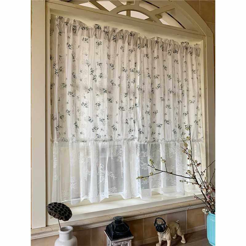 法式欧式田园纱布一体免打孔魔术贴透光不透人碎花窗帘蕾丝窗纱帘,电子元器件市场,其它元器件,淘宝优惠券,粉丝福利购,淘宝优惠卷