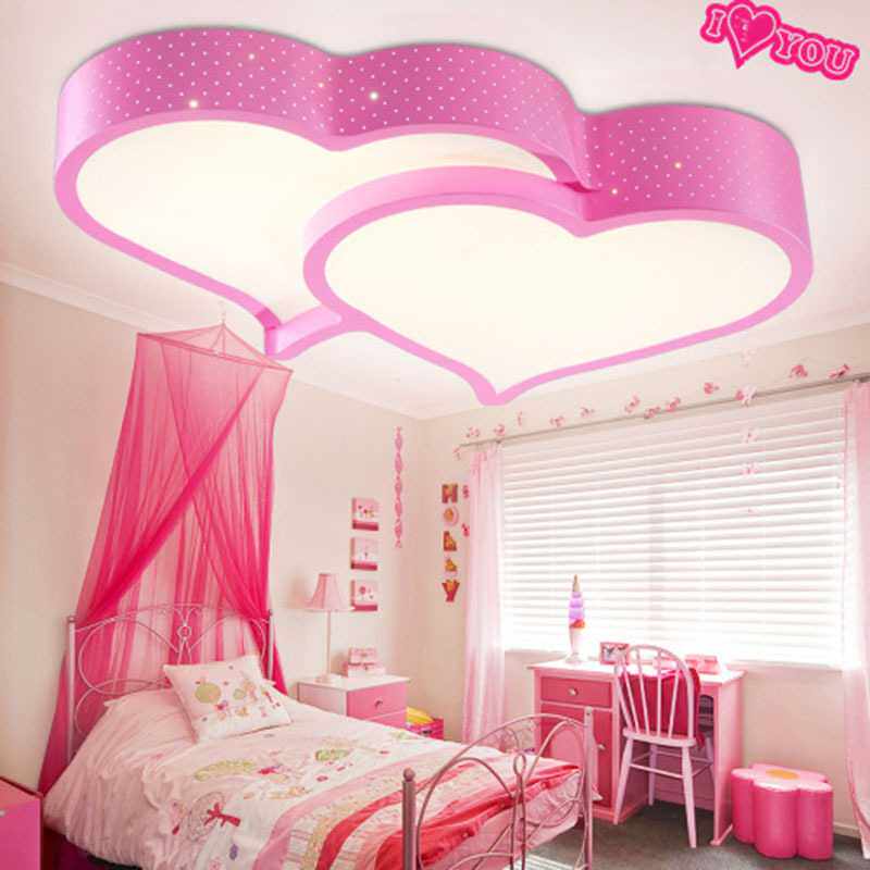 包邮LED吸顶灯卧室书房灯饰现代简约婚房灯具温馨双心铁艺异形灯