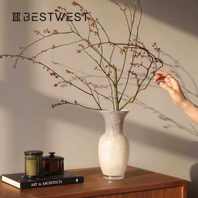 新中式复古玻璃花瓶摆件高级感客厅餐桌水养插花装饰玄关艺术摆设,电子元器件市场,其它元器件,淘宝优惠券,粉丝福利购,淘宝优惠卷