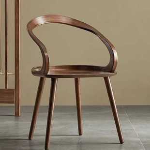 北欧实木简约飘带太空舱现代家用设计师靠背餐厅书房扶手餐椅椅子