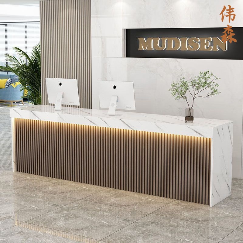 公司办公格栅前i台桌接待台现代简约院咨询吧台酒店收银台柜=