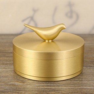 汽P车用品烟缸车载礼 纯黄铜烟灰缸带盖家用密封轻奢创意全铜个性