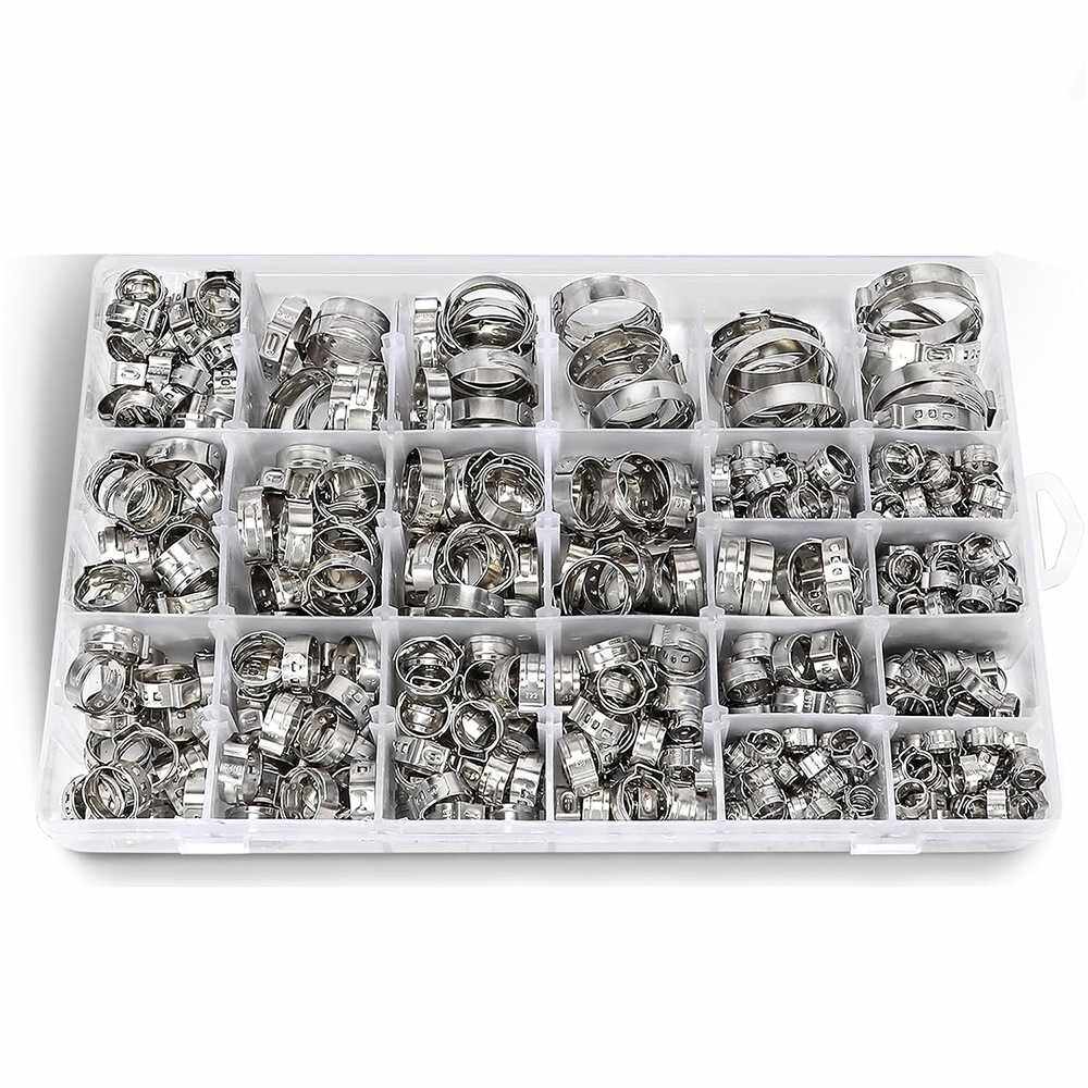 跨境 600pcs盒装304不锈钢快速固定,卡箍喉箍抱箍管卡组合套装