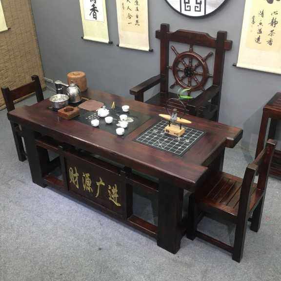 老船木茶桌椅组合实木家具功夫茶几茶艺桌办公室一体茶台家用整装