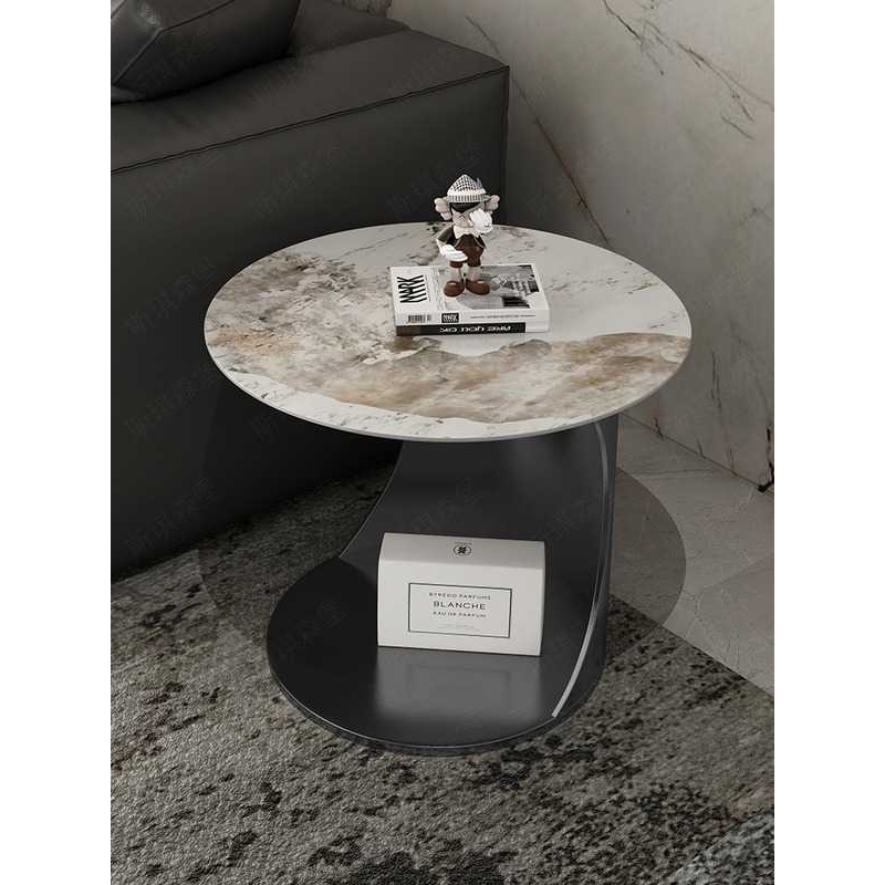 设计师岩板客厅沙发边几角几圆桌小茶几沙发桌床头桌边柜边桌轻奢