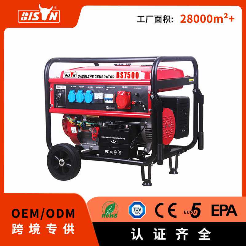 Bison带轮5kw三相110v 220v静音小型家用汽油发电机组generator