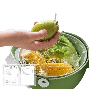 洗菜盆沥水篮厨房淘米篮双层菜篮C子收纳架家用神器旋转水果淘菜