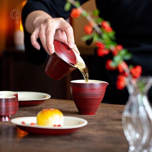 山楂红粉引复古手工公道杯v大号家用陶瓷分茶器匀茶杯茶海功夫茶