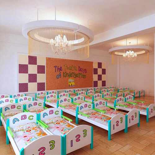 幼儿园儿童专用床欧式造型ABC宝宝木制单人床早教托管班加厚小床