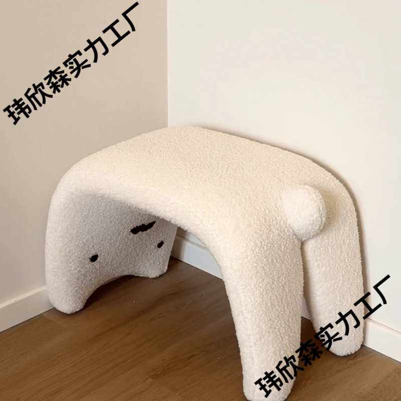 猫咪换鞋凳家用门口穿鞋凳入户小凳子玄关沙发凳奶油风梳妆化妆凳