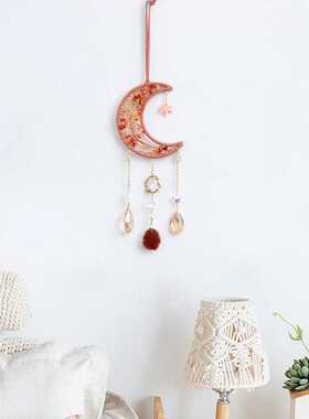 亚马逊ebay跨境碎石水晶红色挂饰创意家居挂件生命树月亮庭院风铃