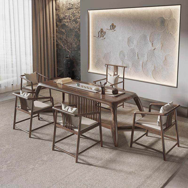 新中式实木茶桌全套办公室茶楼会客泡茶桌椅家用客厅洽谈功夫茶台