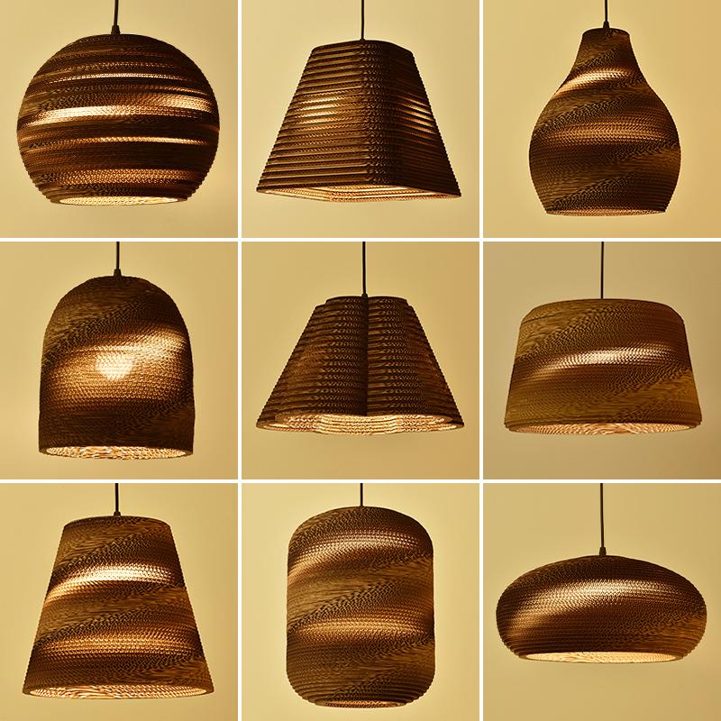 东南亚风格禅意吊灯裸蛹灯商用瓦楞纸日式酒吧咖啡厅餐厅纸皮吊灯